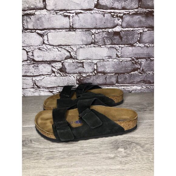 Birkenstock Arizona Black Suede Leather Strap Slides Sandals Women Sz 41EU/10M - Picture 16 of 16